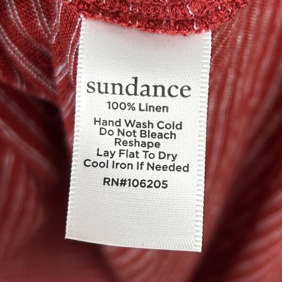 Sundance Mariner Journey 100% Linen Long Sleeve Slub Knit Blouse Rust Red Top S - Picture 13 of 13